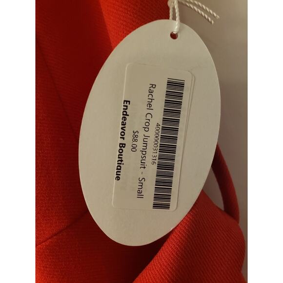 Bishop & Young Red Rachel Cropped Belted Tie Waist Wide Leg Jumpsuit, Small NWT - Picture 6 of 11